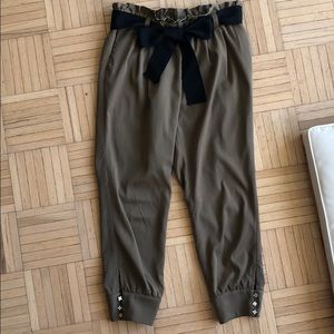 Cynthia Rowley khaki pants with satin bow